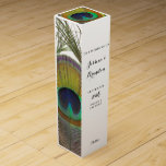 Peacock Feather Wine Gift Box<br><div class="desc">Large peacock feather images and elegant black text. Customize your gift or for your own event.</div>