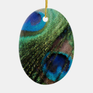Peacock Feather with Stained Glass Effect Ceramic Ornament