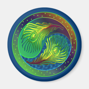 Peacock Feather Yin Yang 4 Magnet
