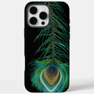 Peacock Feather You Choose Background Colour iPhone 16 Pro Max Case