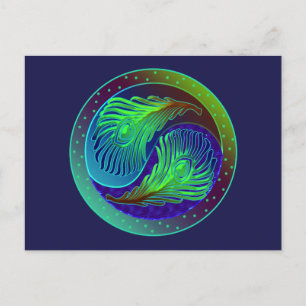Peacock Feathers 1 Yin Yang Postcard