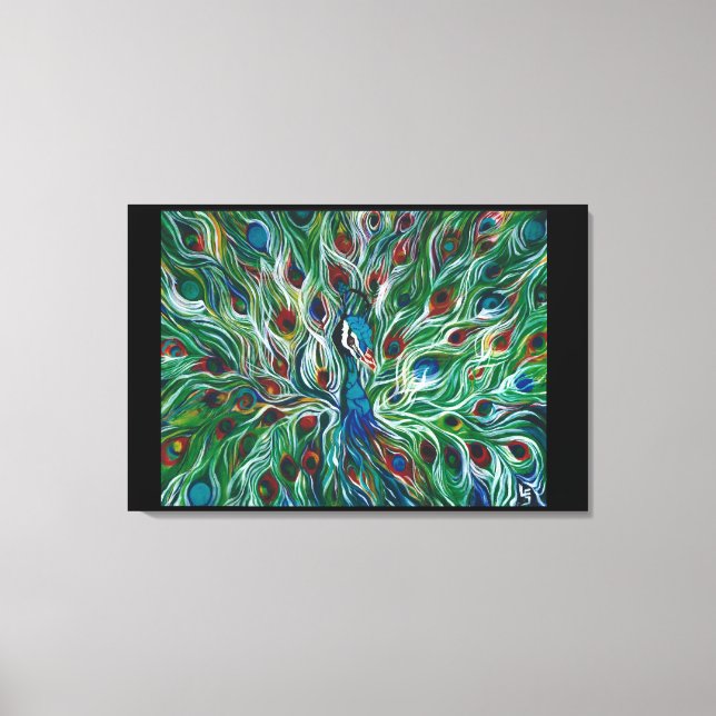 Peacock Feathers 36" x 24" Premium Canvass Print (Front)