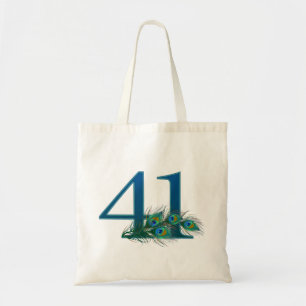 Peacock Feathers 41 Birthday Anniversary Milestone Tote Bag