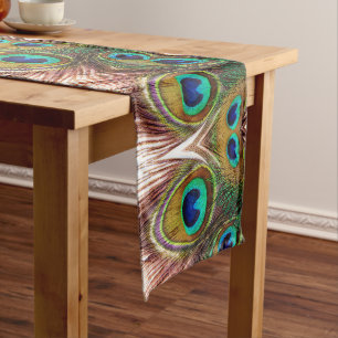 Peacock Feathers 4 Long Table Runner