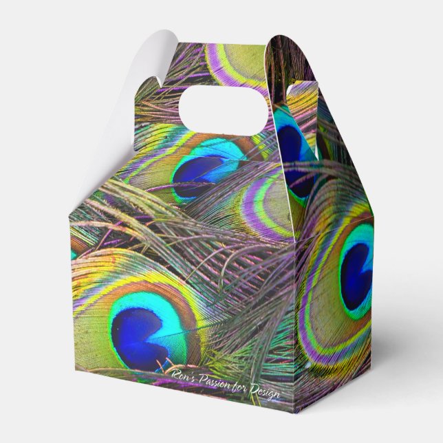 Peacock Feathers 5 Favor Box (Front Side)