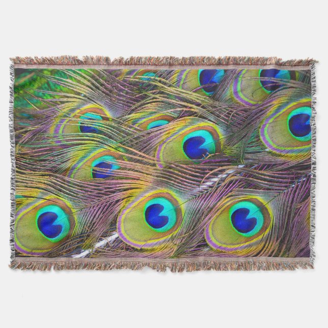 Peacock Feathers 5 Throw Blanket (Front)