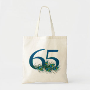 Peacock Feathers 65 Birthday Anniversary Milestone Tote Bag