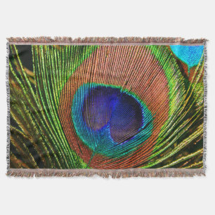 Peacock Feathers 6A-6B Options Throw Blanket