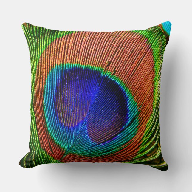 Peacock Feathers 6B Throw Pillow (Front)