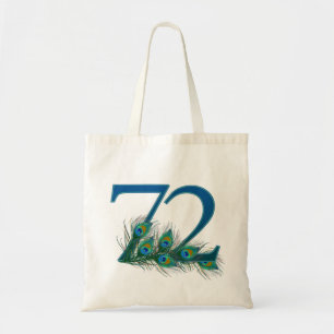 Peacock Feathers 72 Birthday Anniversary Milestone Tote Bag