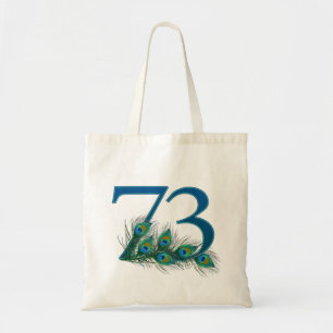 Peacock Feathers 73 Birthday Anniversary Milestone Tote Bag