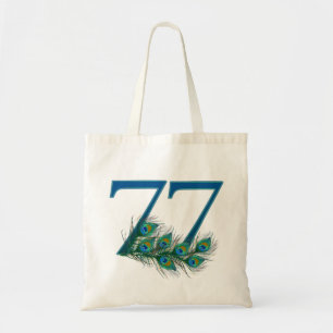 Peacock Feathers 77 Birthday Anniversary Milestone Tote Bag
