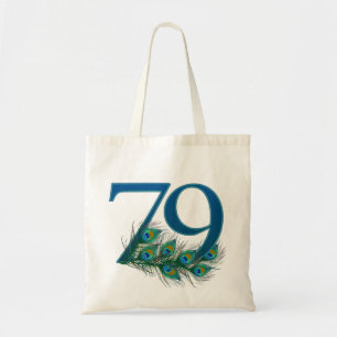 Peacock Feathers 79 Birthday Anniversary Milestone Tote Bag
