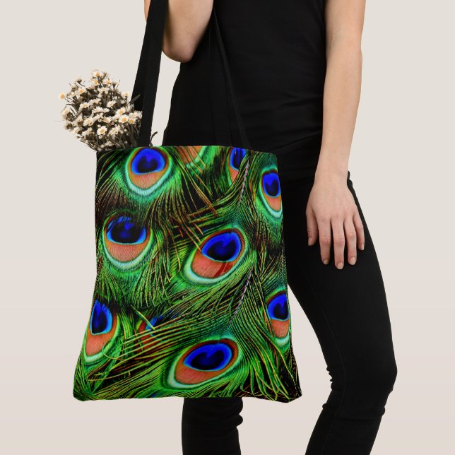 Peacock Feathers 7A-B All-Over-Print Tote Bag (Close Up)