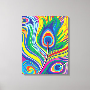 Peacock Feathers Abstract Art Canvas Print