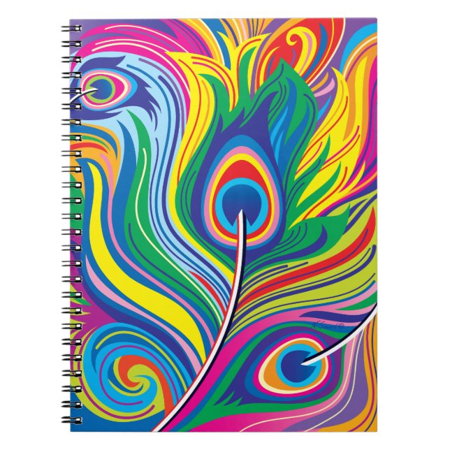 Peacock Feathers Abstract Art Notebook (Front)