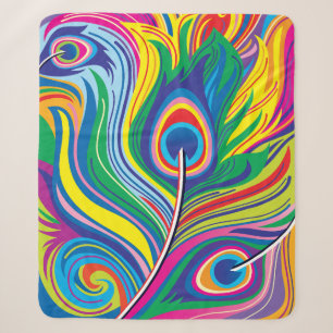Peacock Feathers Abstract Art Sherpa Blanket