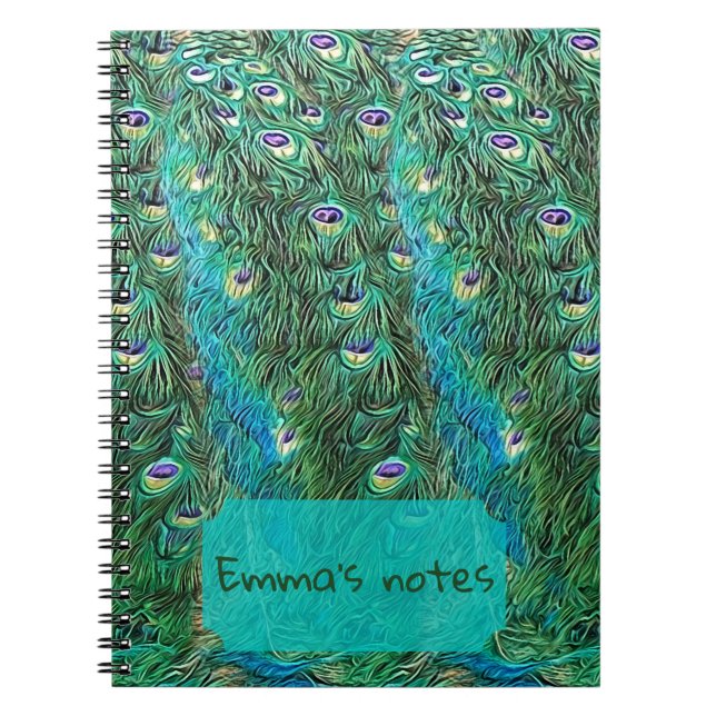 Peacock feathers, abstract - pattern in acrylic no notebook (Front)