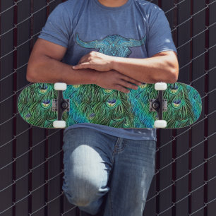Peacock feathers, abstract - pattern in acrylic  skateboard