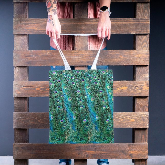 Peacock feathers, abstract - pattern in acrylic tote bag (Creator Uploaded)