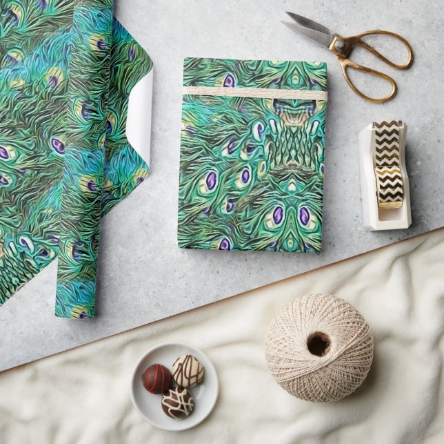 Peacock feathers, abstract - pattern in acrylic  wrapping paper (Crafts)