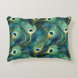 Peacock Feathers Accent Pillow