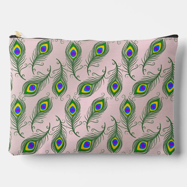 Peacock Feathers Accessory Pouch (Front)