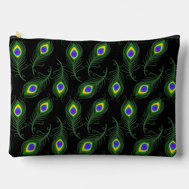 Peacock Feathers Accessory Pouch (Front)