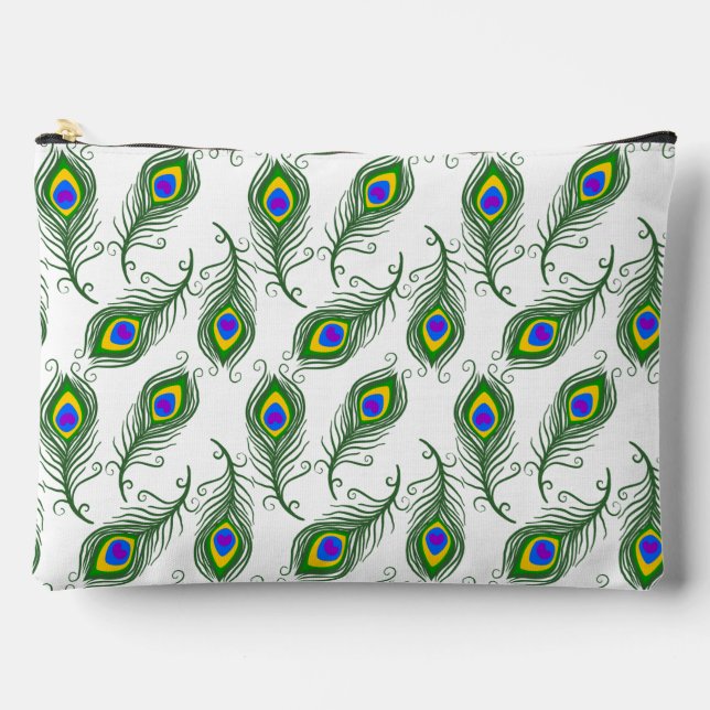 Peacock Feathers Accessory Pouch (Front)