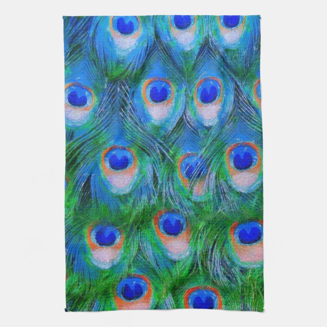 Peacock Feathers Art Kitchen Towel (Vertical)