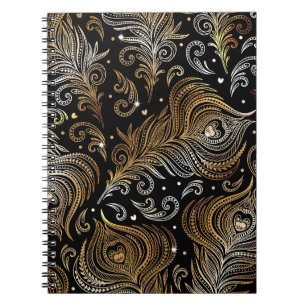 Peacock Feathers: Artistic Freehand Drawing. Notebook