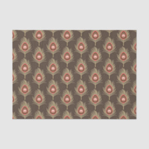 Peacock Feathers, Beige on Dark Chocolate Brown Tissue Paper