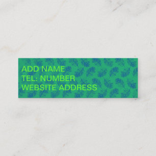 Peacock Feathers Blue with Green Mini Business Card