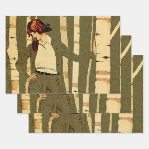 Peacock Feathers Book Illustration by C Coles Phil Wrapping Paper Sheet