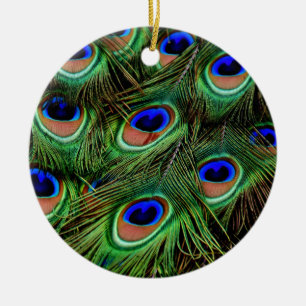 Peacock Feathers Ceramic Ornament