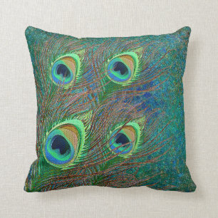 Peacock feathers colourful pattern pillows