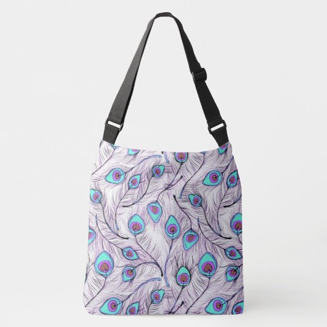 Peacock Feathers Crossbody Bag (Front)