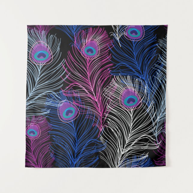 Peacock Feathers Dark: Gorgeous Vintage Design Tapestry (Front)