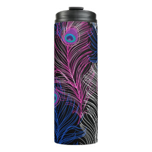Peacock Feathers Dark: Gorgeous Vintage Design Thermal Tumbler
