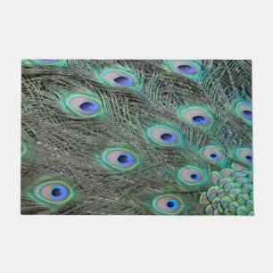 Peacock feathers doormat
