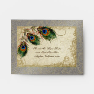 Peacock & Feathers Elegant Matching Wedding Set Envelope