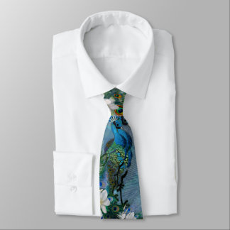 Peacock Feathers & Emerald Green Metallic Silk Tie