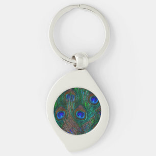 Peacock Feathers Etching Style Keychain