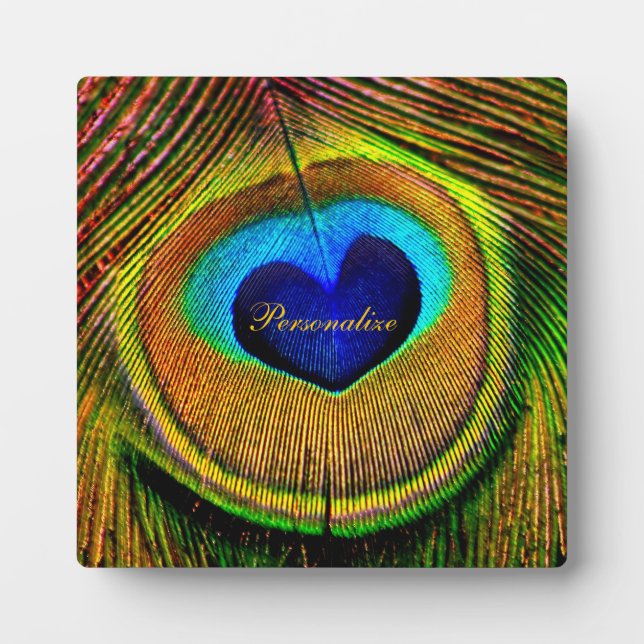 Peacock Feathers Eye of Love With Name Plaque (Front)