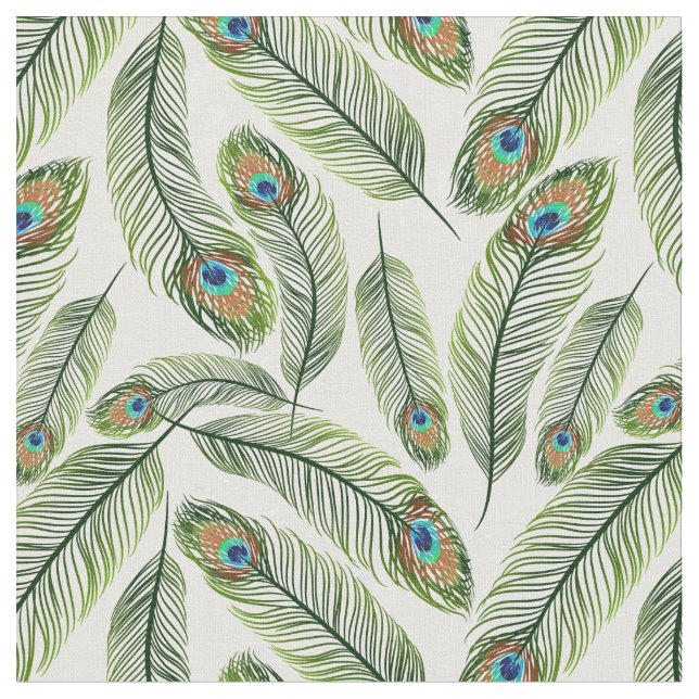 Peacock Feathers Fabric (Close Up)