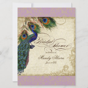 Peacock & Feathers Fête des mariées Invitation Lav
