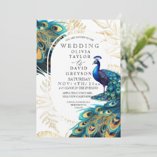  Peacock Feathers Flora Wedding  Invitation