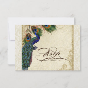 Peacock & Feathers Formal RSVP Response Cream