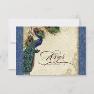 Peacock & Feathers Formal RSVP Response Marine Blu