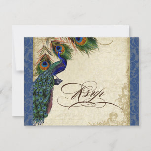 Peacock & Feathers Formal RSVP Response Marine Blu